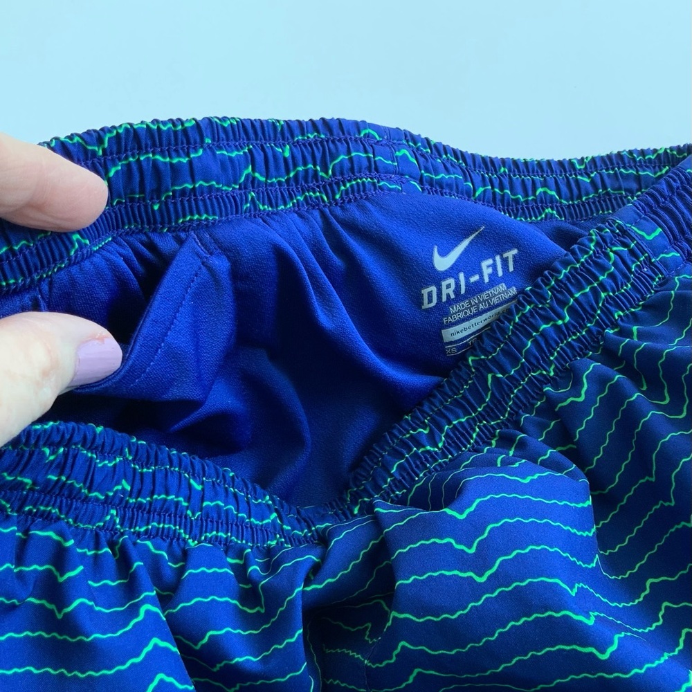Nike Womens Dri-fit Activewear Running Shorts Sz XS Lined, Key Pocket Blue Green - Picture 9 of 13